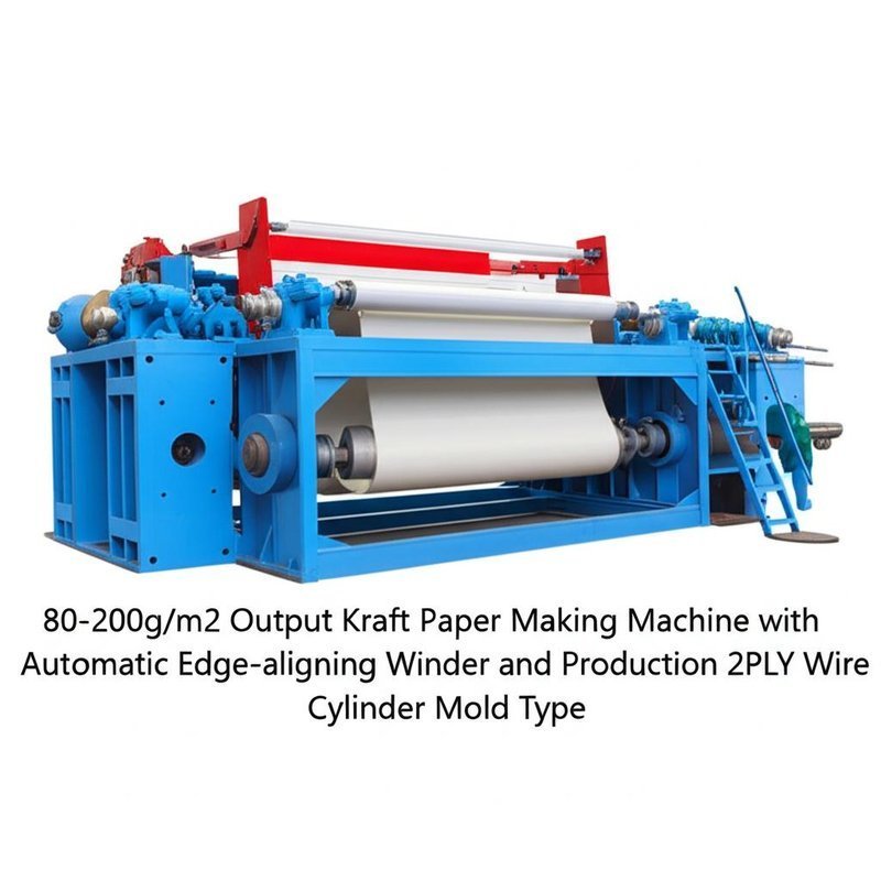 80-200g/m2 Output Kraft Paper Making Machine with Automatic Edge-aligning Winder and Production 2PLY Wire Cylinder Mold Type